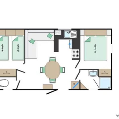 Mobilheim 4 Personen - Mobile-Home CONFORT HUPPE 4 Personen