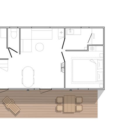 Mobilheim 4 Personen - HORIZON Premium 31 m² 2 Zimmer / Überdachte Terrasse