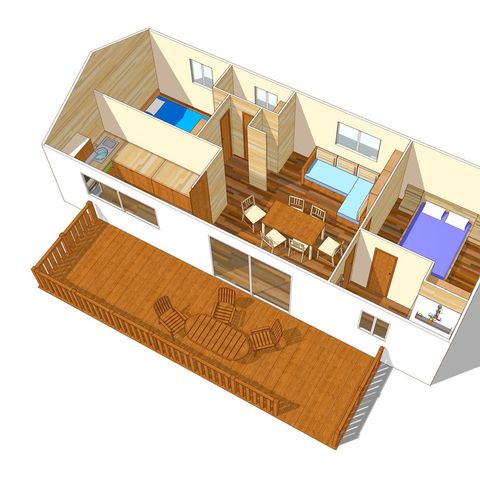 Mobilheim 6 Personen - Comfort XL | 2 Zi. | 4/6 Pers. | Erhöhte Terrasse | Klimaanlage