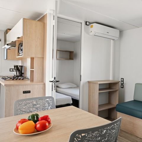 Mobilheim 4 Personen - Comfort | 2 Schlafz. | 4 Pers. | Erhöhte Terrasse | Klimaanlage