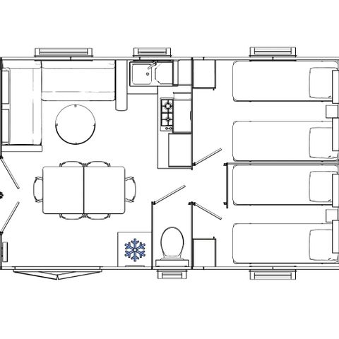 Mobilheim 6 Personen - Charme 3 Zimmer 6p