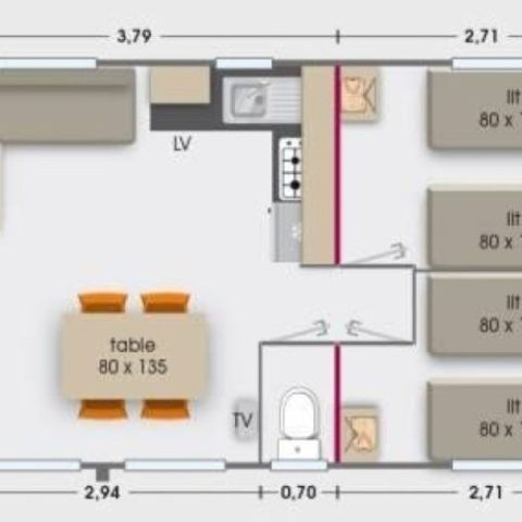 Mobilheim 6 Personen - Exzellent