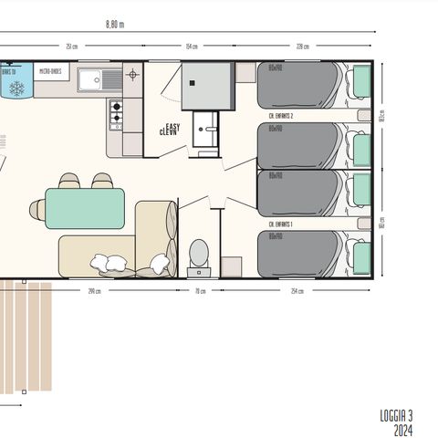 Mobilheim 6 Personen - Privilège 27m² - 3 Schlafzimmer - Clim + TV + Geschirrspülmaschine