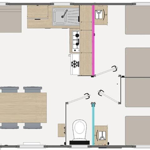 Mobilheim 6 Personen - 3 Schlafzimmer