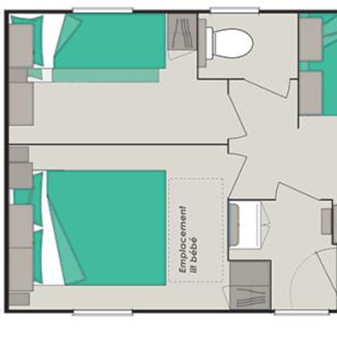 Mobilheim 10 Personen - Confort 38 m² / 4 Zimmer - Terrasse