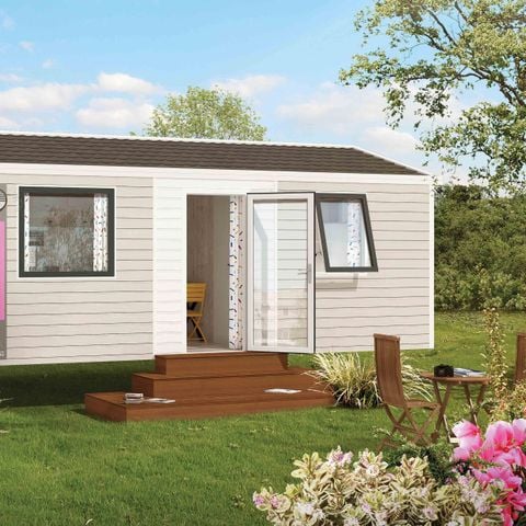 Mobilheim 4 Personen - MOBILE HOME NIRVANA DUO 32m² mit halb überdachter Terrasse