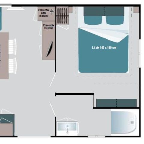 Mobilheim 4 Personen - 2 Schlafzimmer + Klimaanlage