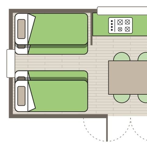 Bungalowzelt 6 Personen - Zeltbungalow | 2 Zi. | 4/6 Pers. | Kein Bad | Klimaanlage