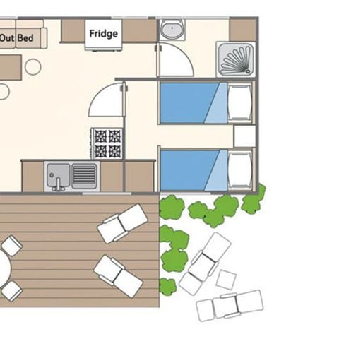 Mobilheim 6 Personen - Classic | 2 Zi. | 4/6 Pers. | Erhöhte Terrasse