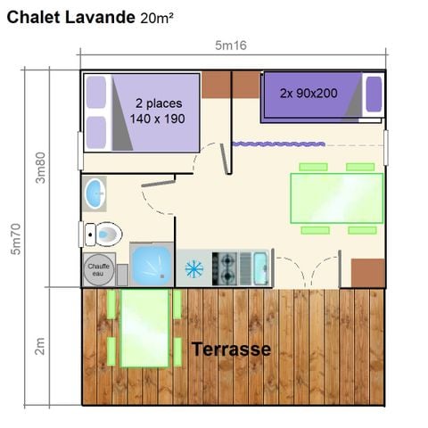 Chalet 4 Personen - LAVANDE basisch