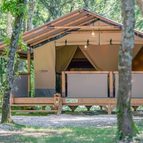 SafariZelt 5 Personen - Lodge Insolite Pinède 46m² - 2 Zimmer + Überdachte Terrasse + Plancha