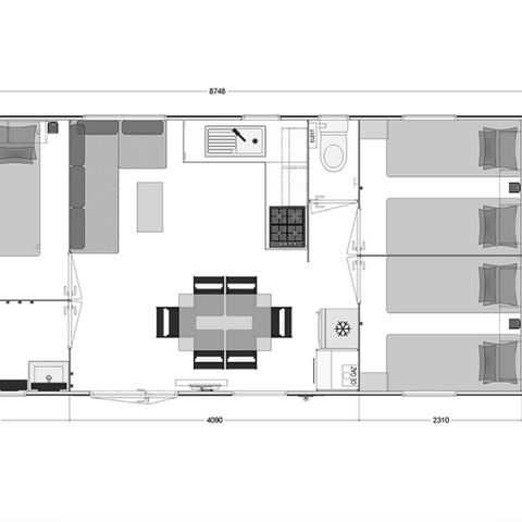 Mobilheim 6 Personen - Komfort Premium 3 Zimmer