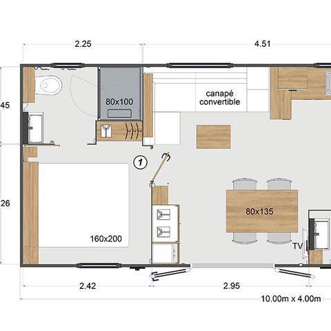 Mobilheim 6 Personen - L'Ile, Mobil Home 3 CH- 6 pers/LV+Climate+2 SDB.