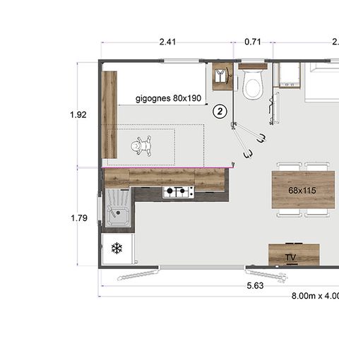 Mobilheim 4 Personen - La Réserve, Mobilheim 2 Zimmer - 4 Pers.