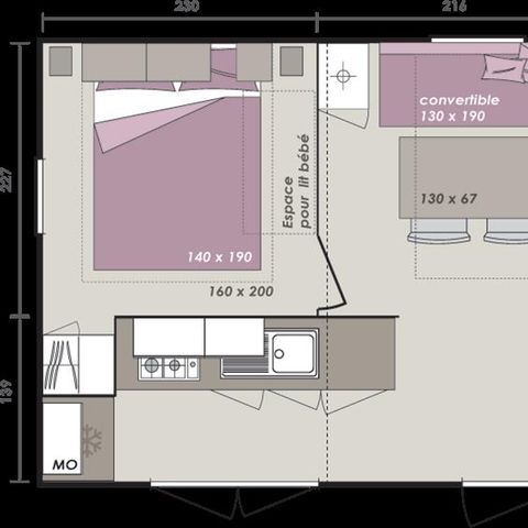 Mobilheim 6 Personen - Riviera Komfort + Überdachte Terrasse