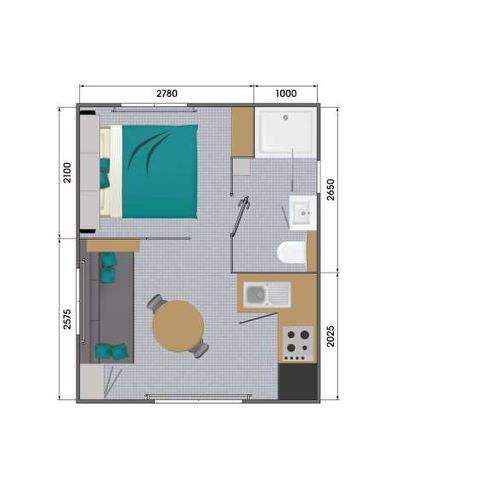 Mobilheim 2 Personen - Komfort - 1 Zimmer