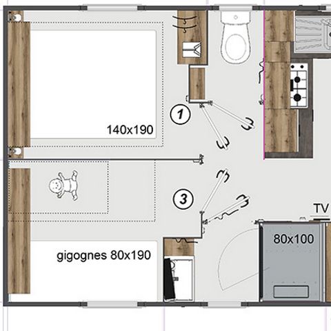 Mobilheim 8 Personen - PRESTA + 40m² - 4 Schlafzimmer 2 Badezimmer TV + Klimaanlage