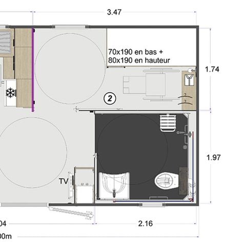 Mobilheim 4 Personen - PRESTA + 33m² PMR - 2 Zimmer TV + Klimaanlage