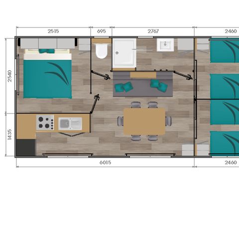 Mobilheim 6 Personen - Confort - 3 Zimmer