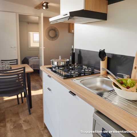 Mobilheim 5 Personen - Homeflower Premium 26,5m² - 2 Schlafzimmer + Terrasse + TV + Clim + Bettwäsche + Handtücher