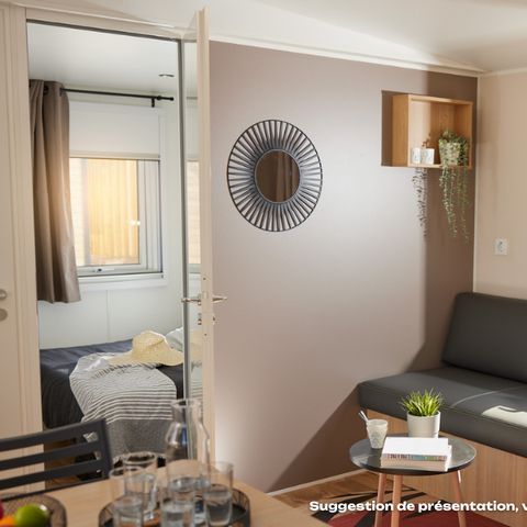 Mobilheim 5 Personen - Homeflower Premium 26,5m² - 2 Schlafzimmer + Terrasse + TV + Clim + Bettwäsche + Handtücher