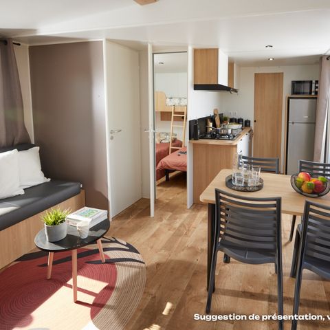 Mobilheim 7 Personen - Homeflower Premium 30,5m² - 3 Schlafzimmer + Terrasse + TV + Bettwäsche + Handtücher + Klimaanlage