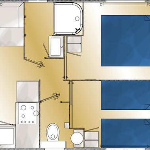 Mobilheim 4 Personen - Louisiana Mediterranean - 2 Schlafzimmer - TV