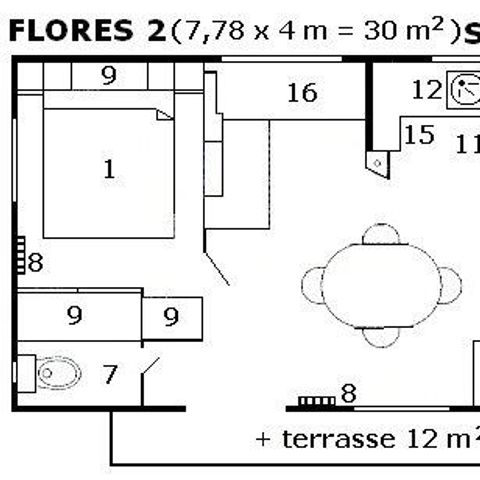 Mobilheim 6 Personen - Louisiana Flores (2 Zimmer)