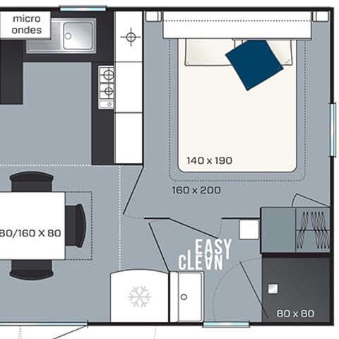 Mobilheim 6 Personen - Privilège34m² (3Sch-6P) Überdachte Terrasse