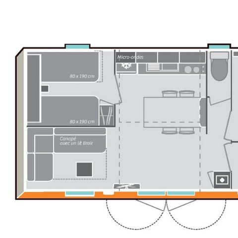 Mobilheim 6 Personen -  Premium 2 Zimmer 28m²