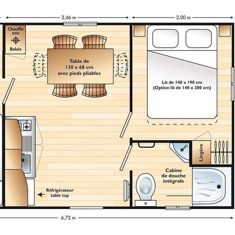 Mobilheim 6 Personen - AZUR - 2 Schlafzimmer mit TV