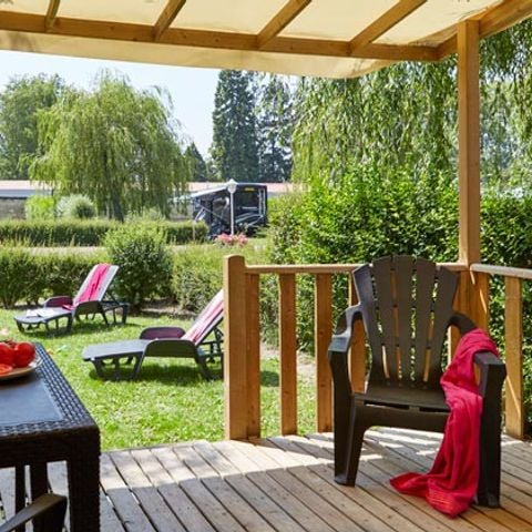 Mobilheim 6 Personen - Premium Azure | 3 Zi. | 6 Pers. | Erhöhte Terrasse | Clim.