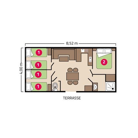 Mobilheim 6 Personen - Familie 6 Personen