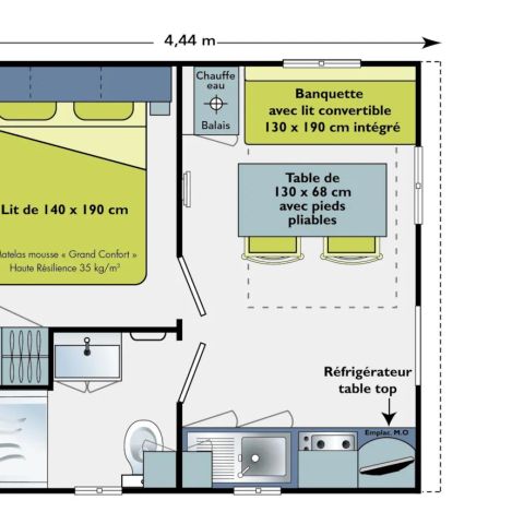 Mobilheim 2 Personen - 1 ZIMMER TERRASSE 16-20m²