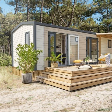 Mobilheim 4 Personen - MH Premium Grand Large Les Cévennes 30m² (2Sch-4Pers) + halbüberdachte Terrasse + Klimaanlage