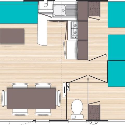 Mobilheim 6 Personen - Classique überdachte Terrasse 3 Zi 6p