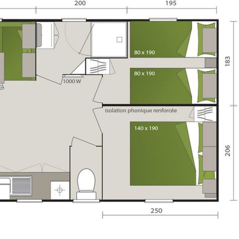 Mobilheim 4 Personen - Confort 2Zi 4p Bay