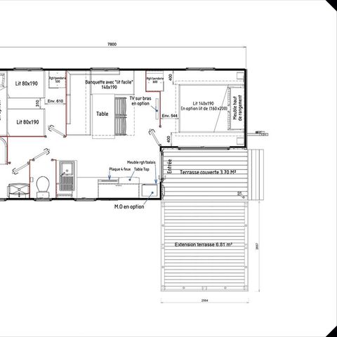 Mobilheim 4 Personen - Classique 2 Zi 4 Pp halbintegrierte Terrasse