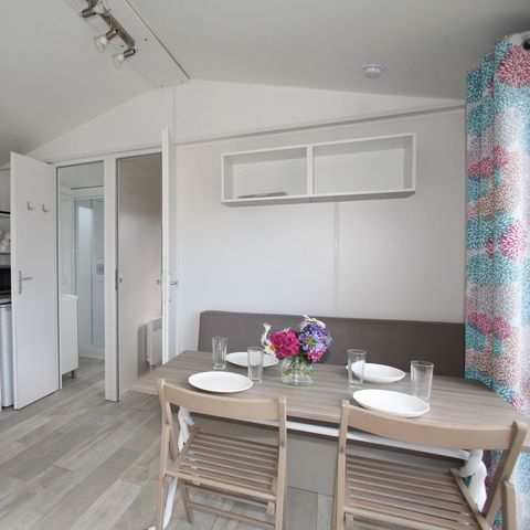 Mobilheim 7 Personen - Komfort 29m² - 3 Zimmer - Überdachte Terrasse - TV - Geschirrspüler