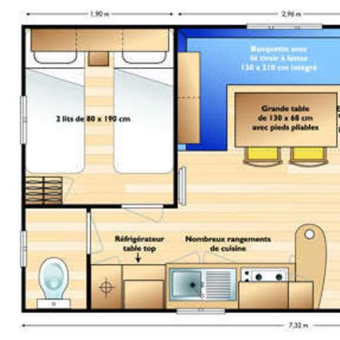 Mobilheim 4 Personen - Klassisch 2 Zimmer 4 Personen