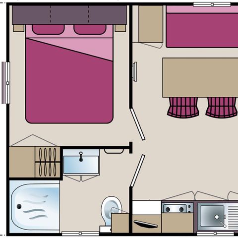 Mobilheim 2 Personen - Eco+Terrasse auf der Seite des Teichs