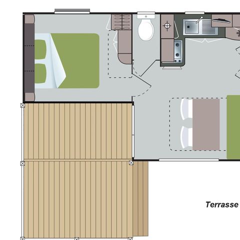 Mobilheim 6 Personen - Komfort (auf der Seite des Campingplatzes)