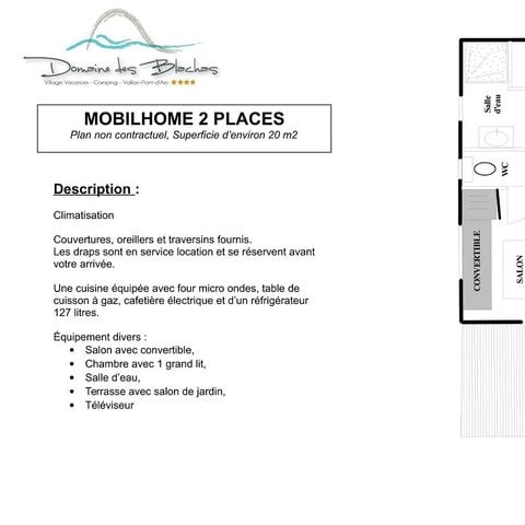 Mobilheim 2 Personen - TERRASSE KLIMAANLAGE TV