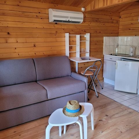 Chalet 2 Personen - Holz mit Terrasse + Klimaanlage +TV 20m2