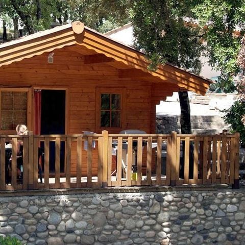 Chalet 2 Personen - Holz mit Terrasse + Klimaanlage +TV 20m2