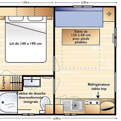 Mobilheim 2 Personen - Komfort + 21m² 1 Zimmer