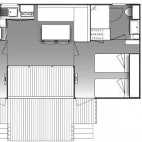 Mobilheim 4 Personen - Premium 32m² 2 Schlafzimmer + 2 Bäder + Bett 160 + 2 Fernseher + Klimaanlage