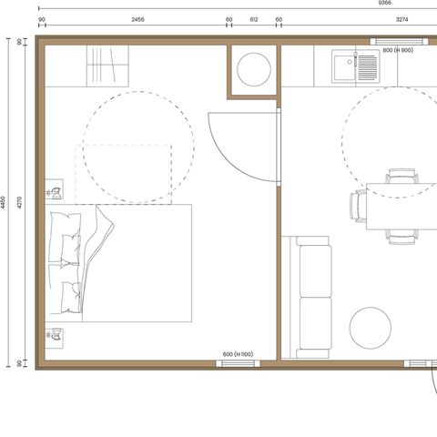 Mobilheim 4 Personen - MOBIWOOD 40 PMR - 2 Schlafzimmer