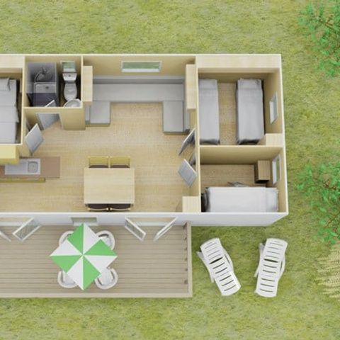 Mobilheim 6 Personen - Comfort | 3 Zi. | 6 Pers. | Erhöhte Terrasse | Clim.