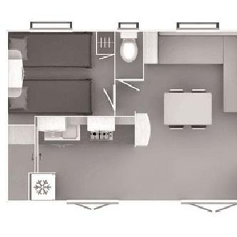 Mobilheim 4 Personen - Confort 29m² 2 Zimmer + Terrasse + Handtücher und Bettwäsche + TV